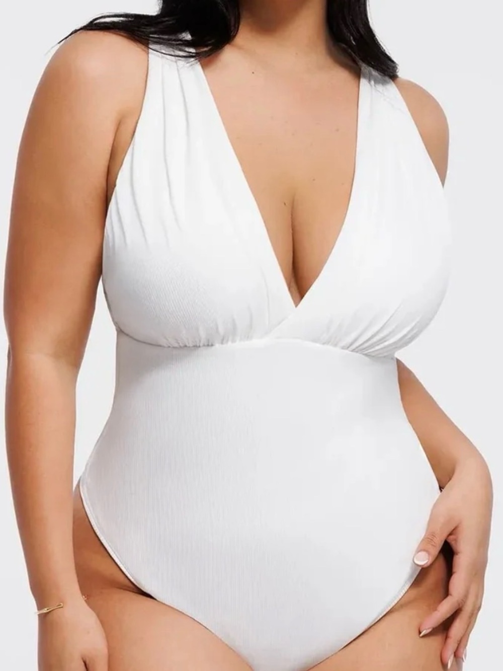 Popilush Shapewear Cross-Front Draped Halter Sculpting Bodysuit